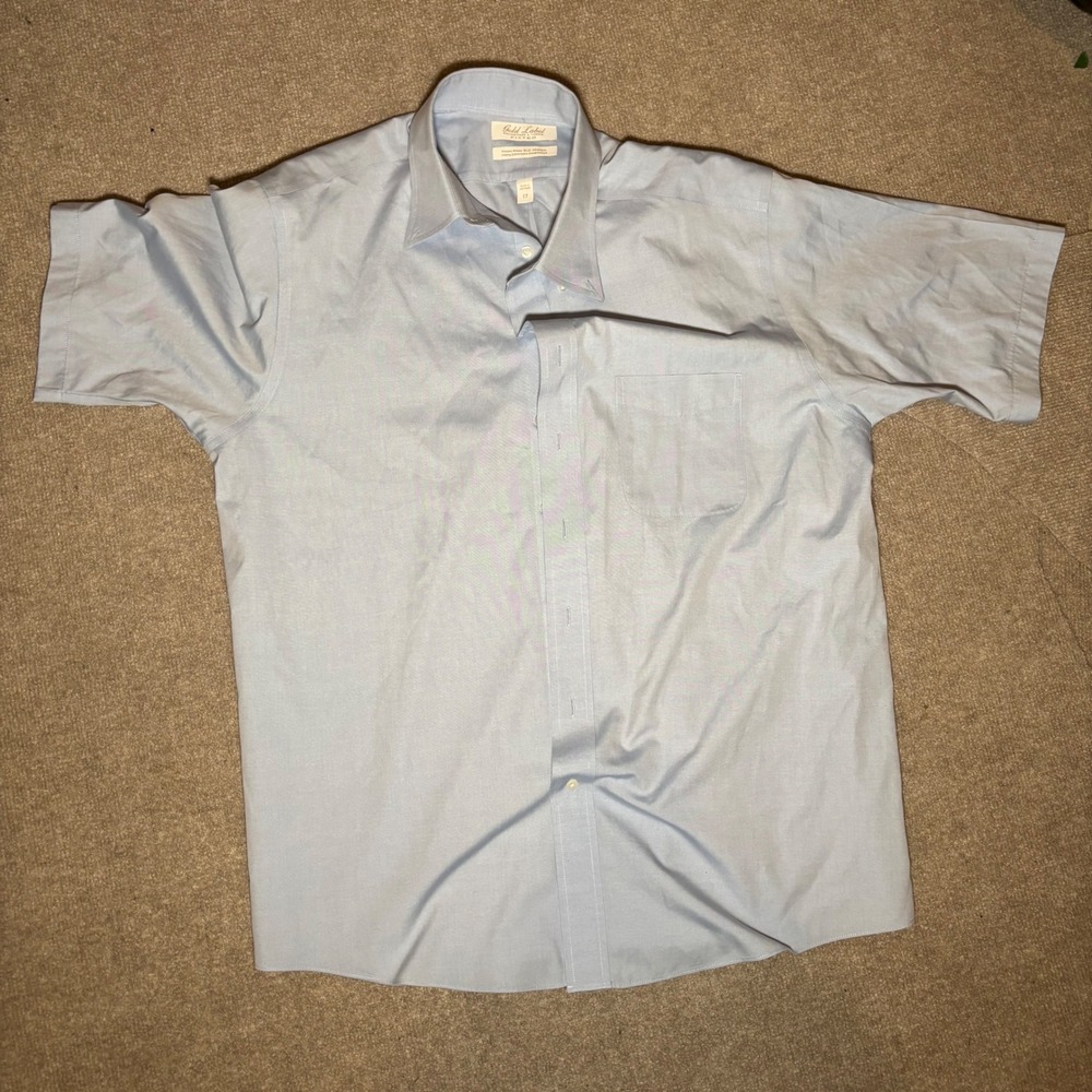 Roundtree & Yorke Gold Label Mens 17 Fitted Non-Iron Short Sleeve Shirt Blue